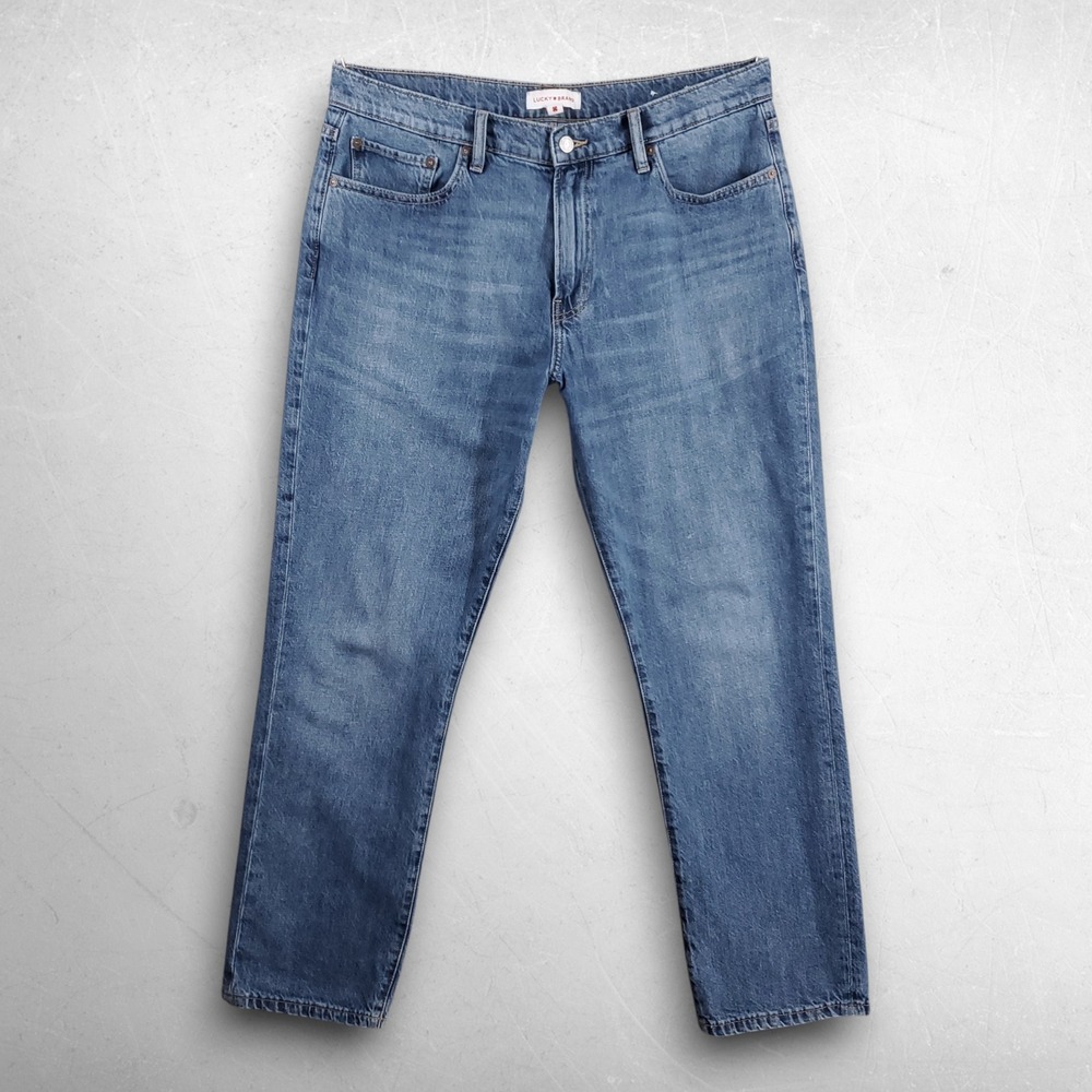 Lucky Brand 410 Athletic Straight Pants Men 34x30 Blue Relaxed Coastal Everyday